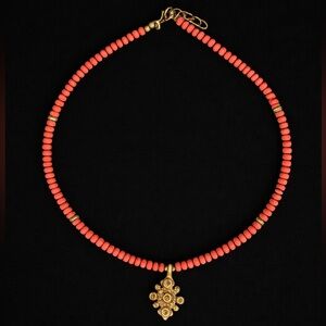 New Minimalist Warm Red/Orange Beaded Necklace